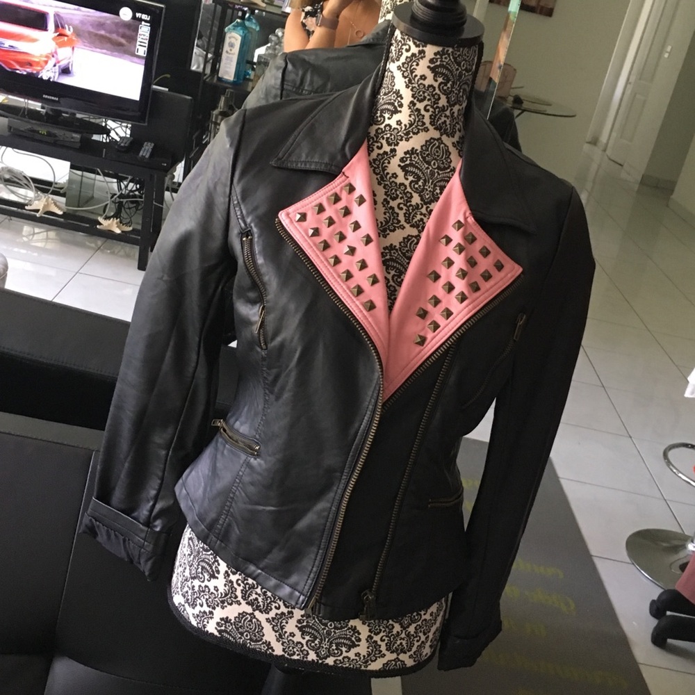 Forever21 pink and black trendy jacket
